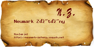 Neumark Zétény névjegykártya
